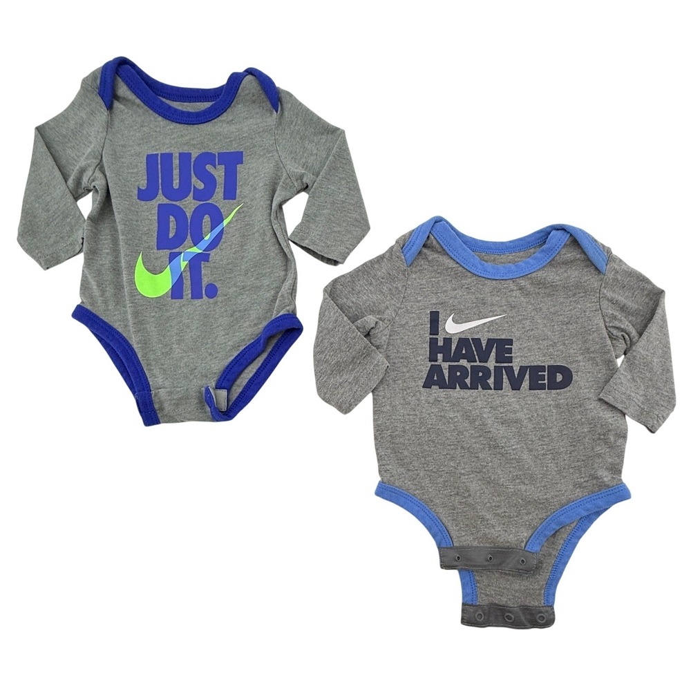 Nike Baby One‎ Piece Bodysuit 3 Mo Set of 2 Just Do It Gray Bodysuit Infant Snap